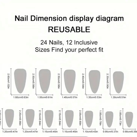 24 Piece Med Length Almond Shape Stick-on Nails, Glossy Mushroom & Dot Design - Picture 5 of 6